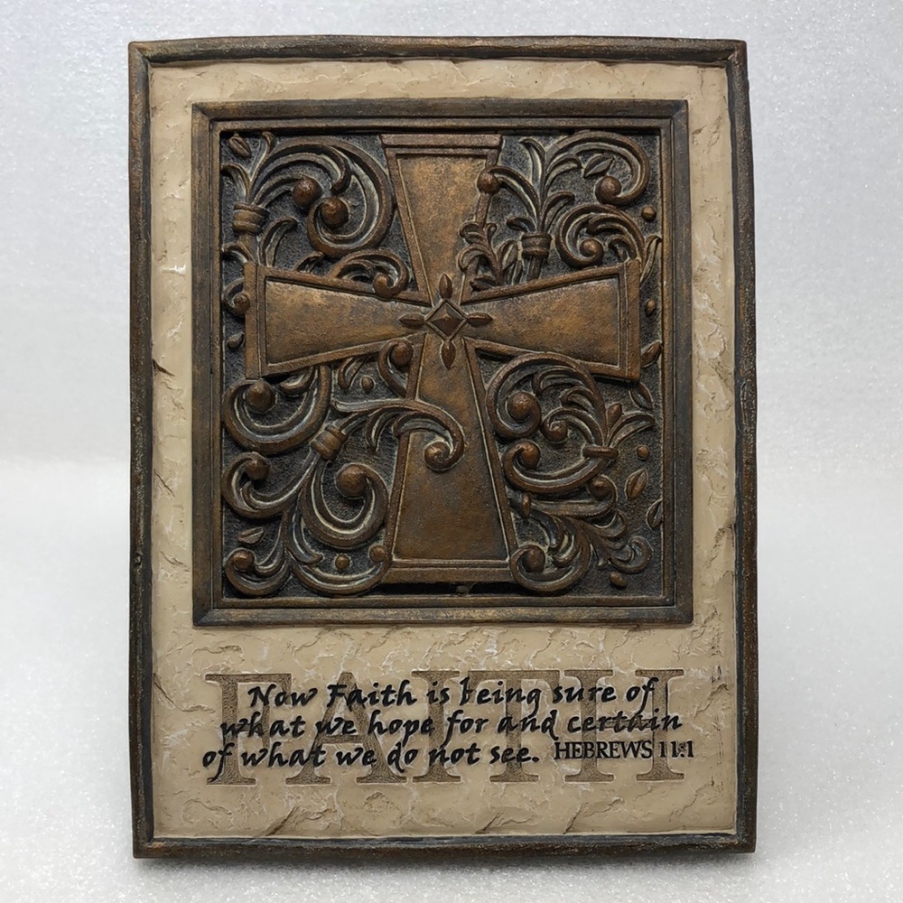 Decorative Cross Wall Plaque Carved With Inspirational Bible Verse Quote Resin